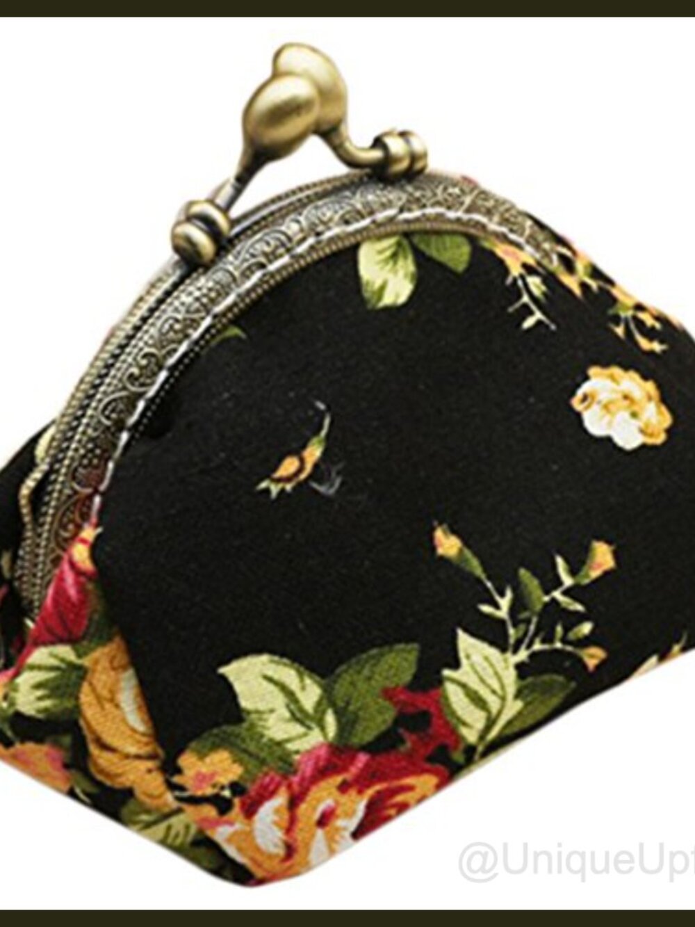 Canvas Coin Purse Clasp Closure Wallet Kisslock Pouch Key Case Travel Organizer
